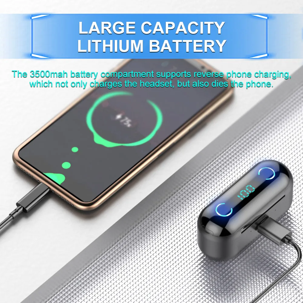 F9 PK S11 9D музыкальные наушники Bluetooth 5 0 Беспроводная TWS Спортивная гарнитура 3500 мАч