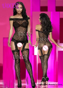

Sexy Lingerie Hot Bodysuits Costumes Women Bodystocking Mesh lace Body Mini Dress Babydolls Underwear Hollow Out Fishnet Q166