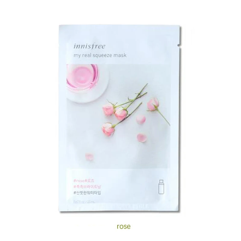 rose Innisfree It's Real Squeeze Mask увлажняющая маска с контролем жирности, Антивозрастная гладкая кожа, Корейская косметическая маска для лица - Цвет: rose