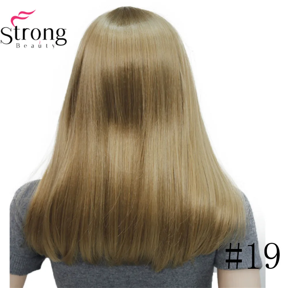 StrongBeauty Женские синтетические парики волосы черный/Блонд длинные прямые аккуратная челка стиль Natura парик волосы - Цвет: 19