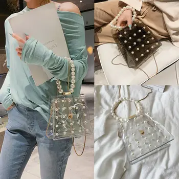 

US STOCK Fashion Women Transparent Handbag Beach Bag Clear Jelly Purse Clutch PVC Tote