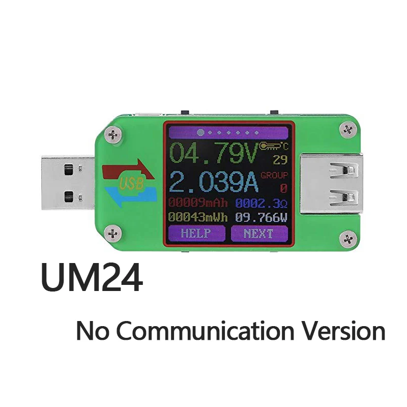 RD UM24 UM24C тестер USB 2,0 ЖК-дисплей Вольтметр Амперметр батарея аккумуляторная измеритель тока мультиметр кабель измерительный тестер - Цвет: UM24