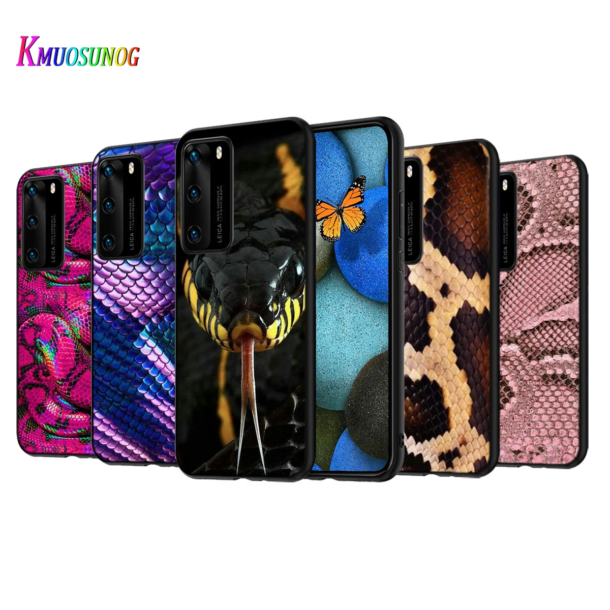 Силиконовый чехол со змеиным рисунком для Huawei P50 P40 P30 P20 Pro P10 P9 F8 Lite E Plus 2016 черный из