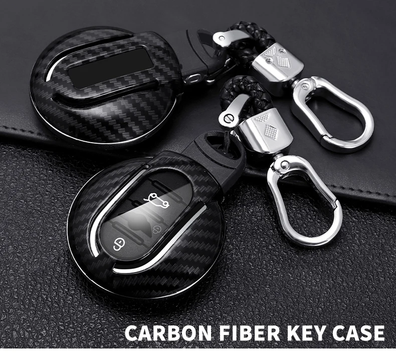 Carbon Fiber Car Smart Key Cover Case Fob Mini Cooper R55 Clubman Countryman F56 F55 F54 2018 2021 CarProtect Shell Accessories -