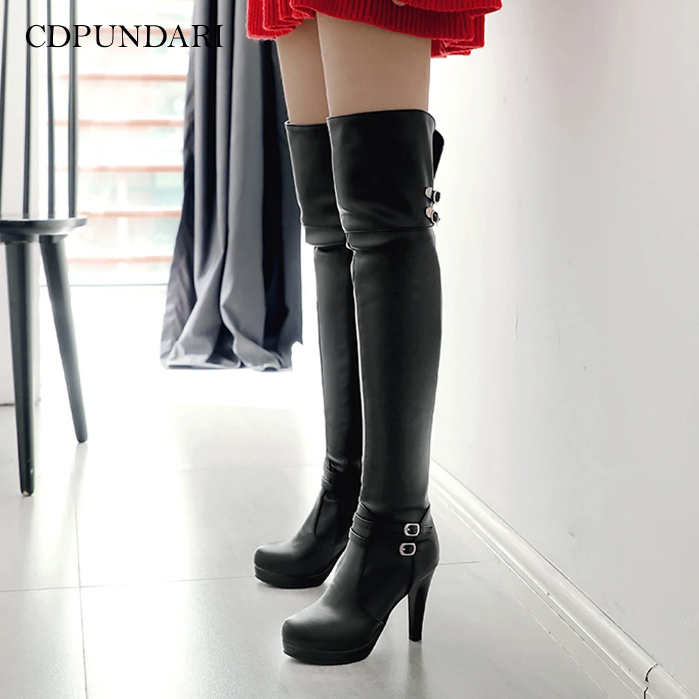 Black High Heels Over The Knee Boots Women Platform Thigh High Boots Spring Autumn Long Shoes Cuissardes Sexy White