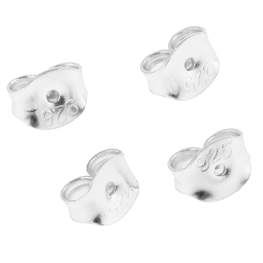 4 Pieces 925 Sterling silver color 5.5mm Earring Backings Safety Stopper Jewelry Findings DIY