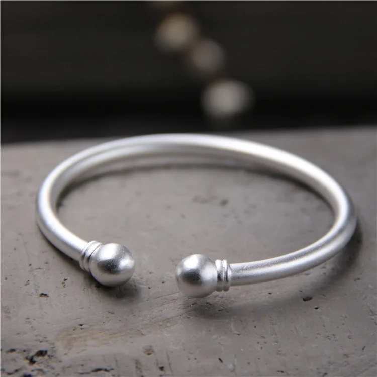 

Vatican Silver S925 Fine Silver Fashion Shiny Side Women's Bracelet Sub-Fine Silver Matte Simple Adjustable Bracelet