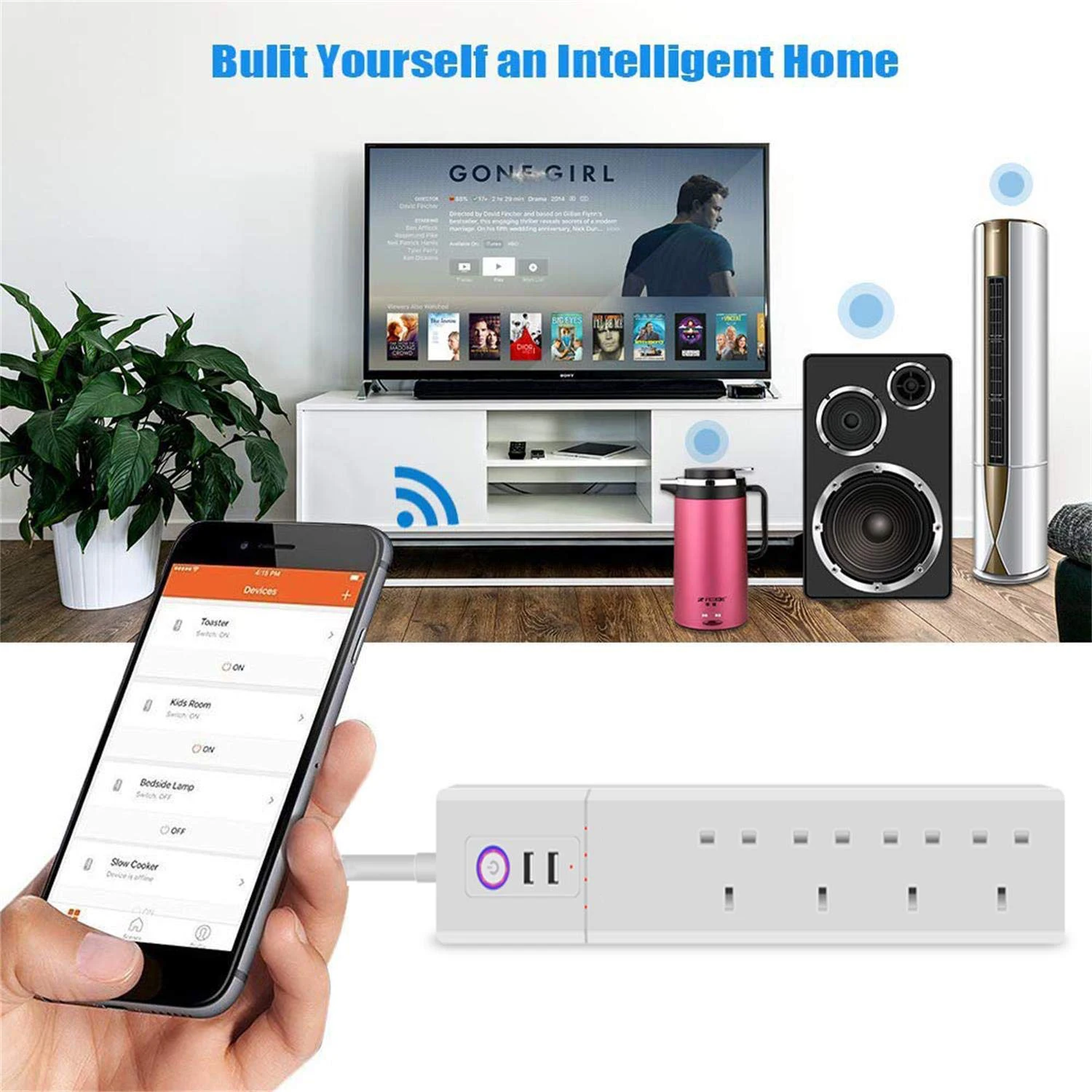 Умный дом WiFi силовая полоса UK Штекерный разъем USB сетевой фильтр 4 розетки переменного тока дистанционное управление работа с Alexa Google Home Assistant