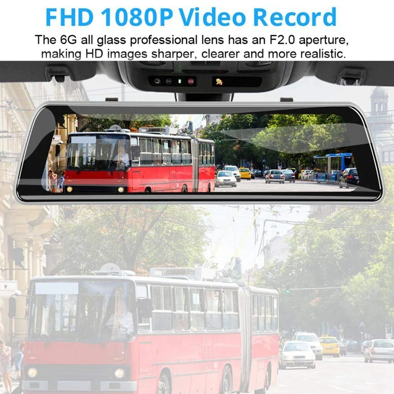 Зеркальная Dash Cam резервная камера 9,35 Дюймов Full Hd с сенсорным экраном Автомобильная камера с двойным объективом Wdr Fhd 1080P Dash camera Wit