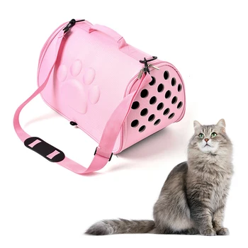 

Foldable Pet Carrier Bag Portable Pet Backpack Solid Color Footprint EVA Breath One-shoulder Slant Straddle Pet Bag for Cat Dog