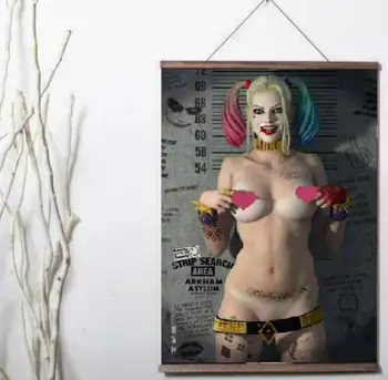 

Harley Quinn Movie Girl Anime Canvas poster with wood scroll