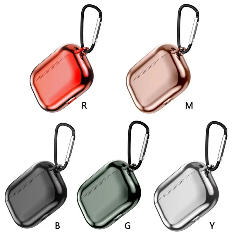 

Suitablefor Airpods pro 3 protective cover with hook,electroplated TPU solid color drop-resistant wireless Bluetooth headset box