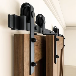 LWZH Bypass Sliding Barn Door Hardware Track Bent Hanger Slides System 4-9.6FT Doors for House  Wood Gate