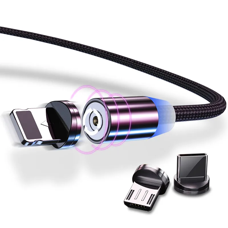 2m Magnetic Cable Micro USB Type C Cable For iPhone xs Samsung Fast Charging Magnetic Charger USB Cables Mobile Phone Cord