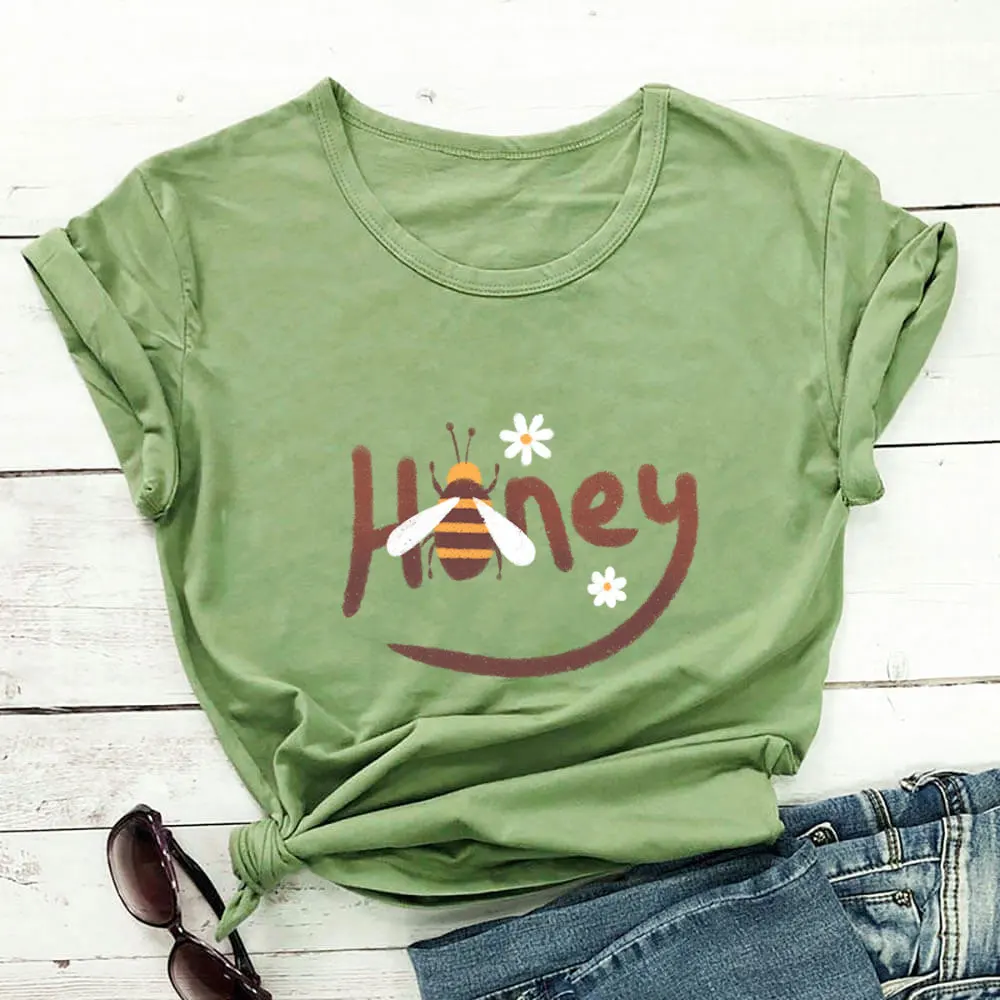 

Honey Bees Shirt New Arrival 100%Cotton Women Tshirt Women Funny Summer Casual Short Sleeve Top Bees Lover Gift Tee