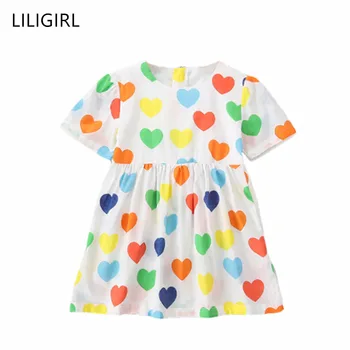 

LILIGIRL New Baby Girls Dresses 2020 Spring Short Sleeve Colorful Love Print Infant Girl Fashion Party Cute Princess Dresses
