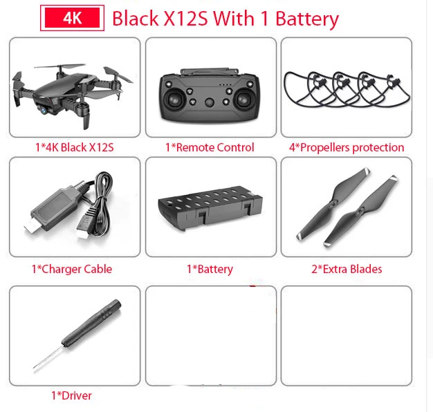4K 1B box X12S WiFi FPV RC Дрон с 0.3MP/1080 P/4 K HD Двойная камера оптический поток RC Квадрокоптер для игрушек Детский Дрон vs SG106 Visuo xs816 - Цвет: 4K 1B box