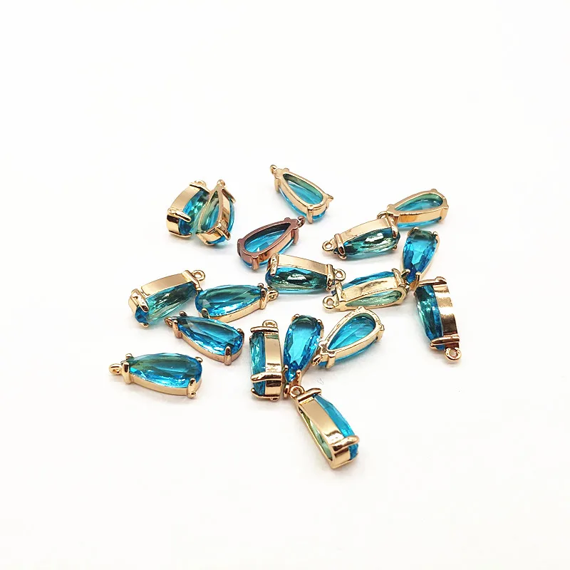 New arrival! 18x8mm 50pcs Copper with Glass drop-shape charm for earrings accessories,Earring parts,jewelry making DIY