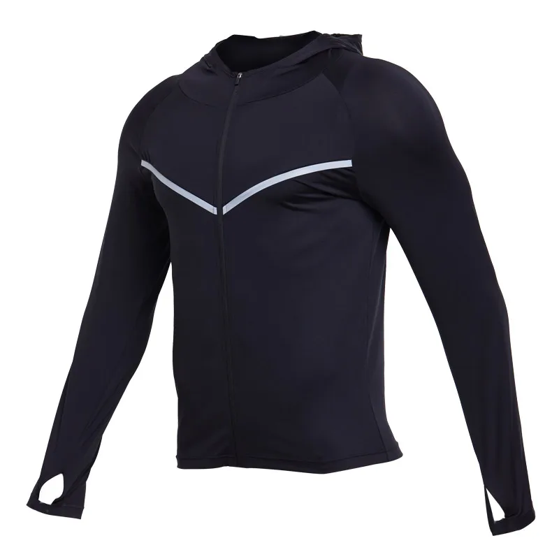 Vansydical Мужская спортивная куртка для бега, тренировочные топы для бега, куртки с капюшоном для фитнеса, тренажерного зала, топ для тренировок, велоспорта, топ на молнии - Цвет: MBF9038 reflective
