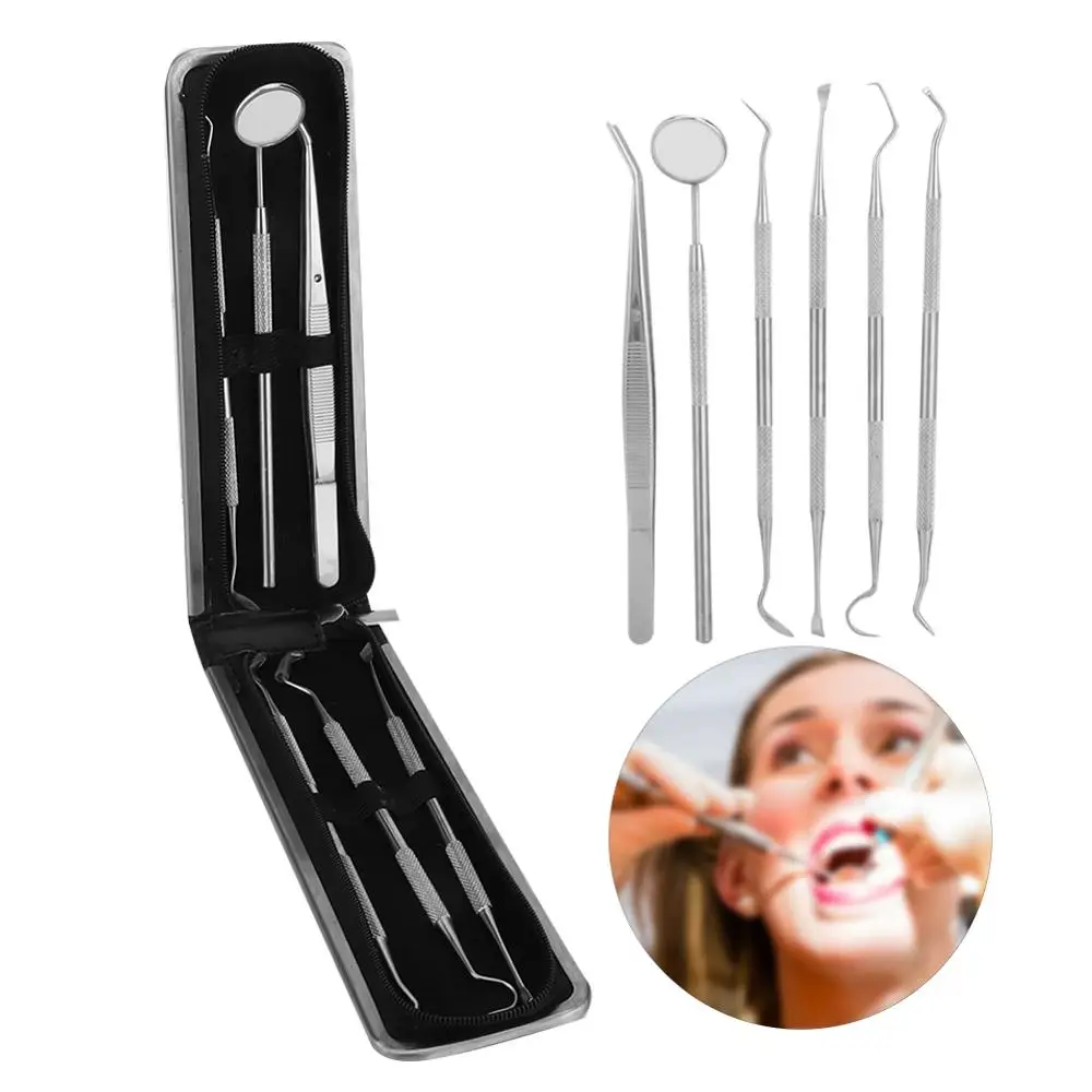 6 шт. стоматологический набор для чистки зубов из нержавеющей стали скребок ухода