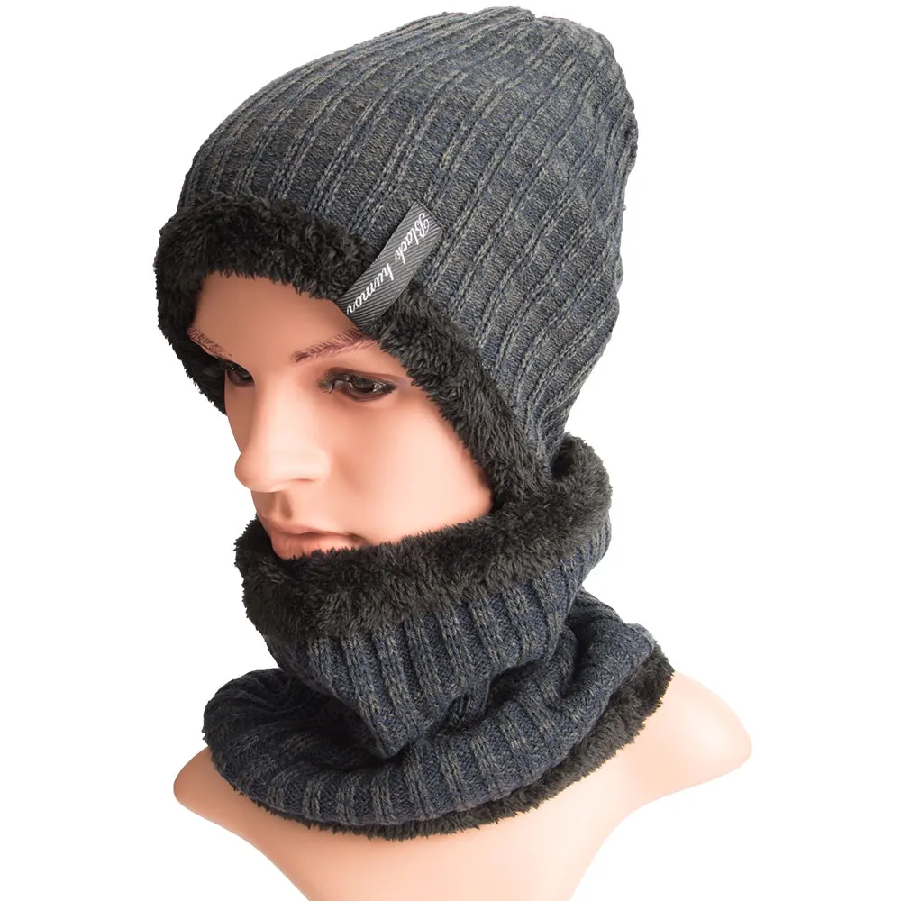 Maylisacc Осень Зима теплые вязаные наборы шарф шапка женская мужская шапка шарф набор Детская шляпа, шарф-воротник - Цвет: 1