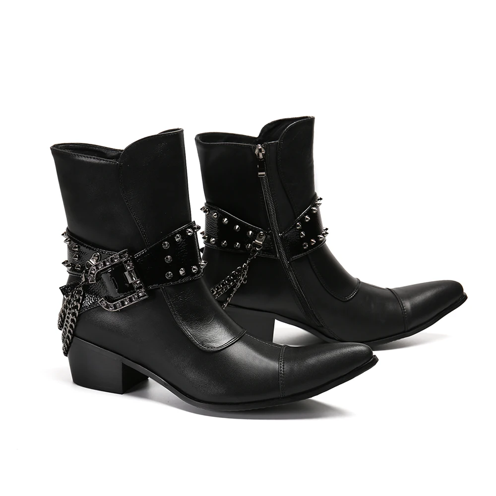 black dress boots low heel
