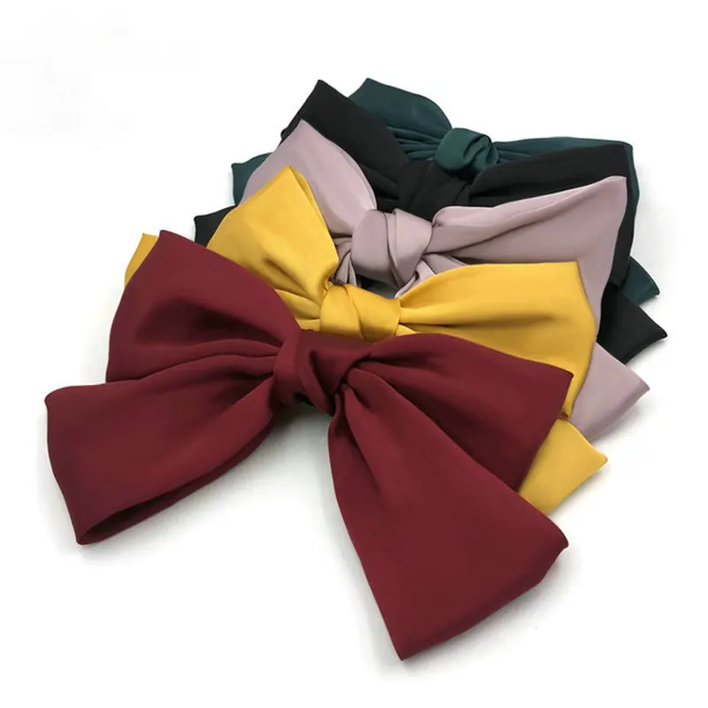 

New Big Bow Hairpin Spring Hair Accessories Clip Hairpin Back Head Fabric Headdress Pure Color Handmade