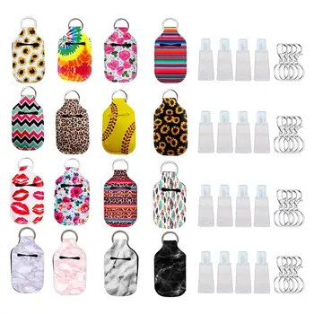 

30ml Empty Hand Sanitizer Keychain Holder Travel Bottles Refillable Containers Flip Cap Reusable Bottles with Keychain Carrier