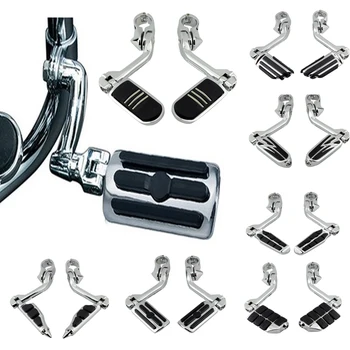 

Motorcycle 1-1/4" 32mm Highway Engine Guard Long Angled Foot Pegs Mount For Harley Dyna Fat Bob Softail Sportster XL 1200 883
