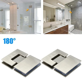 

2pcs Thicken Easy Install Anti-Corrosion 180 Degree Moisture-proof Sturdy Hardware Frameless Glass Stainless Steel Door Hinge