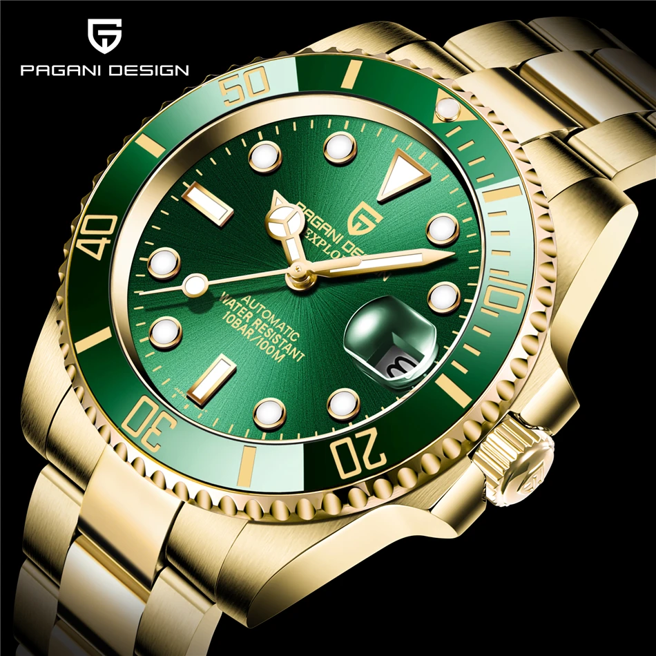 PAGANI DESIGN 40MM Men's Automatic Watch Luxury Sapphire Glass Mechanical Watch Stainless Steel Fashion Sports Waterproof Watch