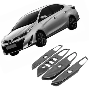 

For Toyota Vios sedan 2019 2020 ABS Matte/Carbon fibre Door Window glass Lift Control Switch Panel Cover Trim Car Accessories