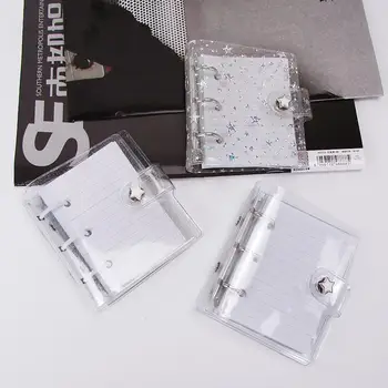 

1pc Transparent Pvc Three-hole Loose-leaf Book Cover PVC Star Cover Material Transparent Three-Hole Book Glitter Loose-Leaf J2Y9