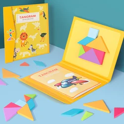 Puzzle magnétique en bois coloré pour enfants, développement intellectuel, formes géométriques, jouet éducatif précoce, cadeau 