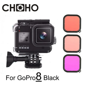 

For Gopro Hero 8 Black Accessories Diving Filter Red Pink Purple Original waterproof Case Underwater Housing Dive Filtors Set