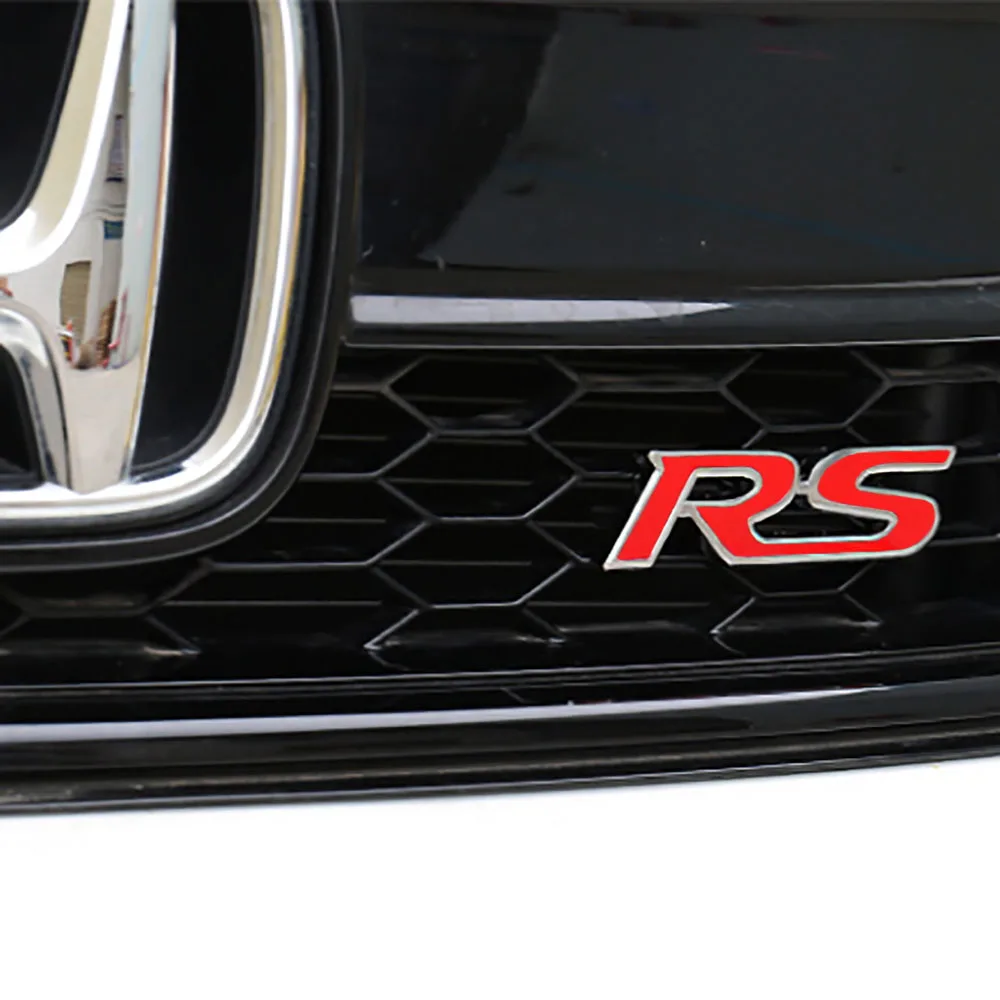 

XCCPJ 3D Metal Car Accessories Styling Metal Front Grille RS Logo Emblem Sport Grill Badge For Modified Auto Accessories