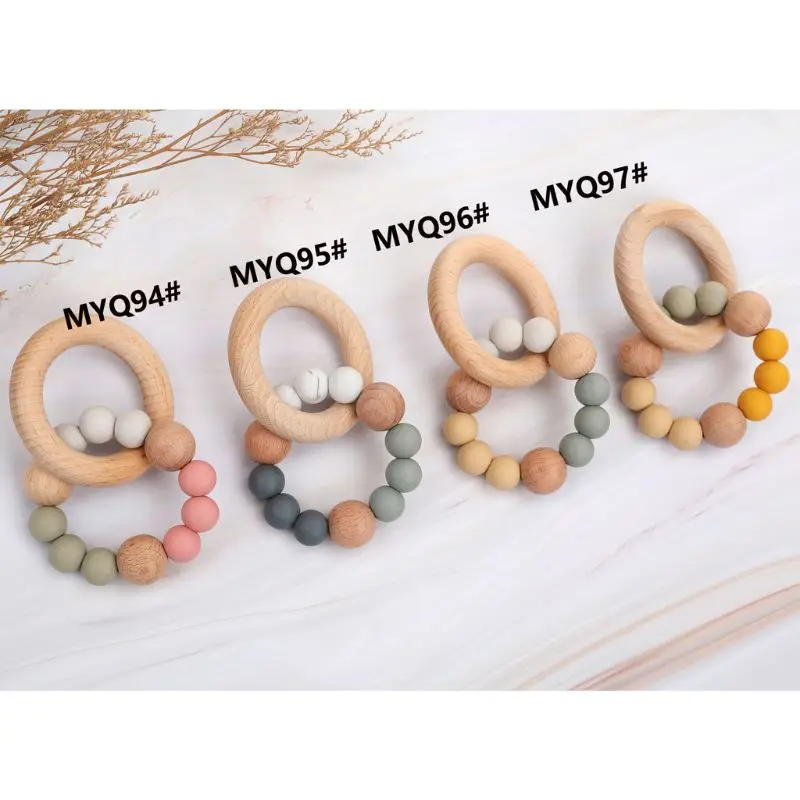 Симпатичные детские погремушки для игры в спортзал Монтессори игрушки для коляски деревянные погремушки Силиконовые Прорезыватели