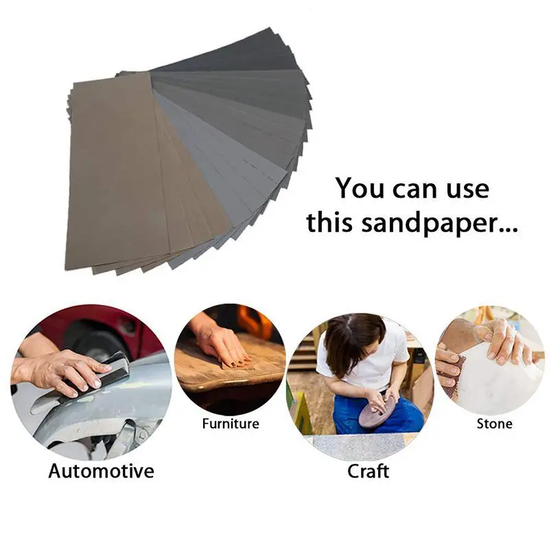 20Pcs Wet Dry Sandpaper, High Grit 1000/2000/3000/5000/7000 Sandpaper Sheets Assortment For Wood Metal Polishing Automotive Sand