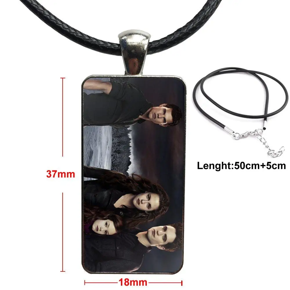 Для детей Youth The Twilight Saga модный стеклянный подвесной брелок прямоугольное ожерелье колье ожерелье ювелирные изделия - Окраска металла: as picture