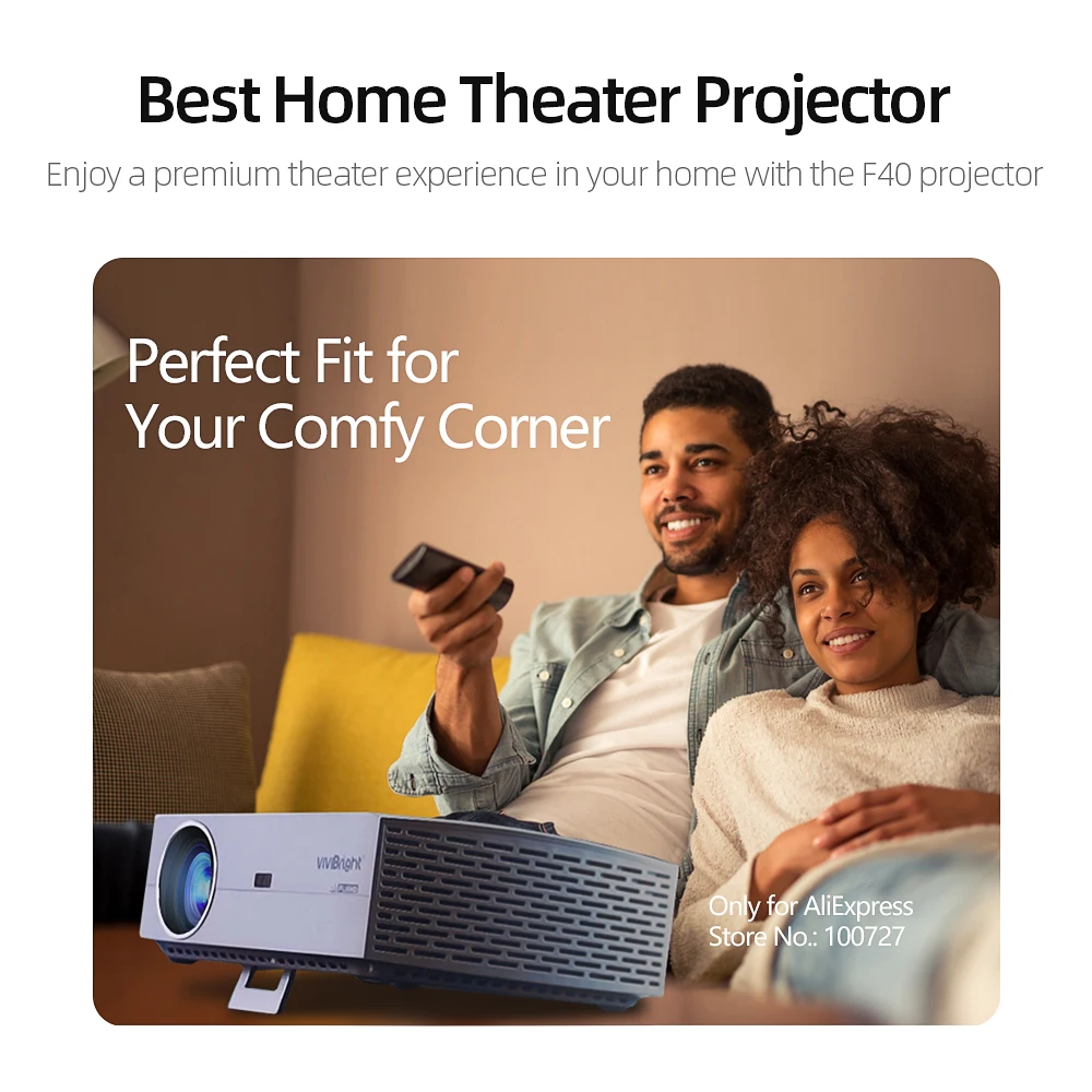 US$10 COUPON VIVIBright Real Full HD 1080P Projector F40 WIFI Bluetooth3D SupportsTV Box PS4 HDMI M