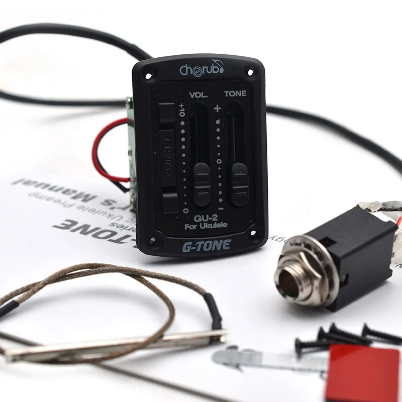G-тон 2-полосный Ukelele EQ миниатюрная гитара укулеле эквалайзер, обеспечивающий Палочки вверх Гавайская гитара Эквалайзер с тюнером Палочки уп пьезо Керамика Палочки-предусилитель Системы