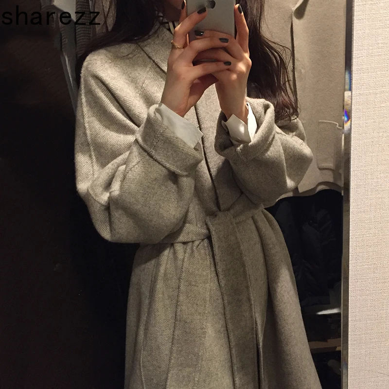 Женские пальто зима новые длинные кашемировые пальто и куртки с отложным воротником Женская верхняя одежда