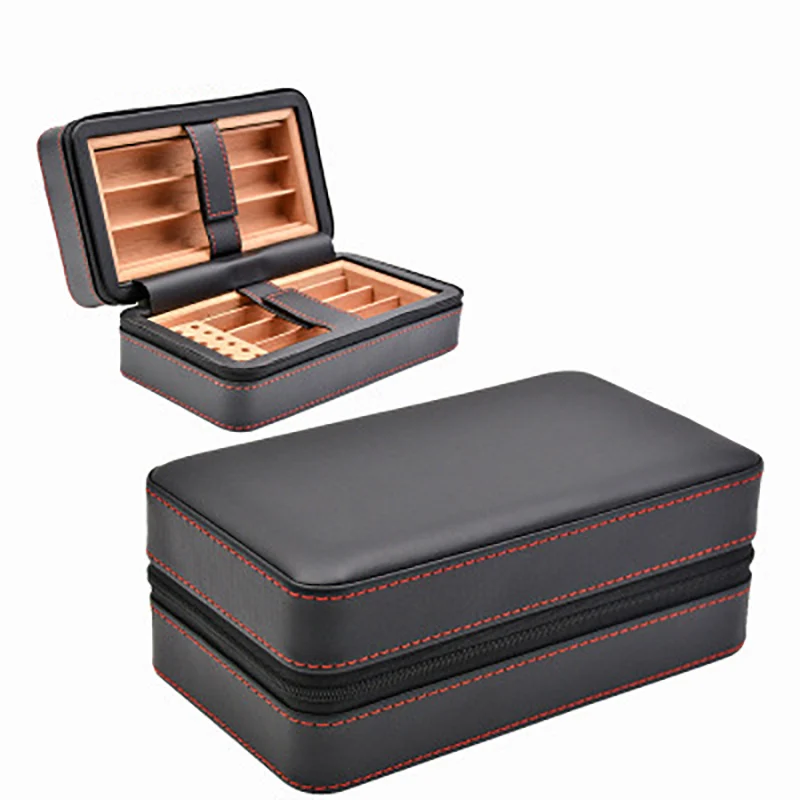 

Cedar Wood Cigar Travel Humidor Box Portable Cigar Case W/ Humidifier Hygrometer Cigar Humidor Sigaren Box For COHIBA CigarsP004