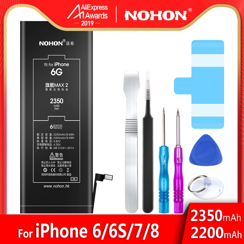 Nohon аккумулятор для iPhone 6 6S 7 8 6G 7G 8G Замена батарея высокого Ёмкость для iPhone6 iPhone7 iPhone8 полимерный Дополнительный внешний аккумулятор, батарея для телефона