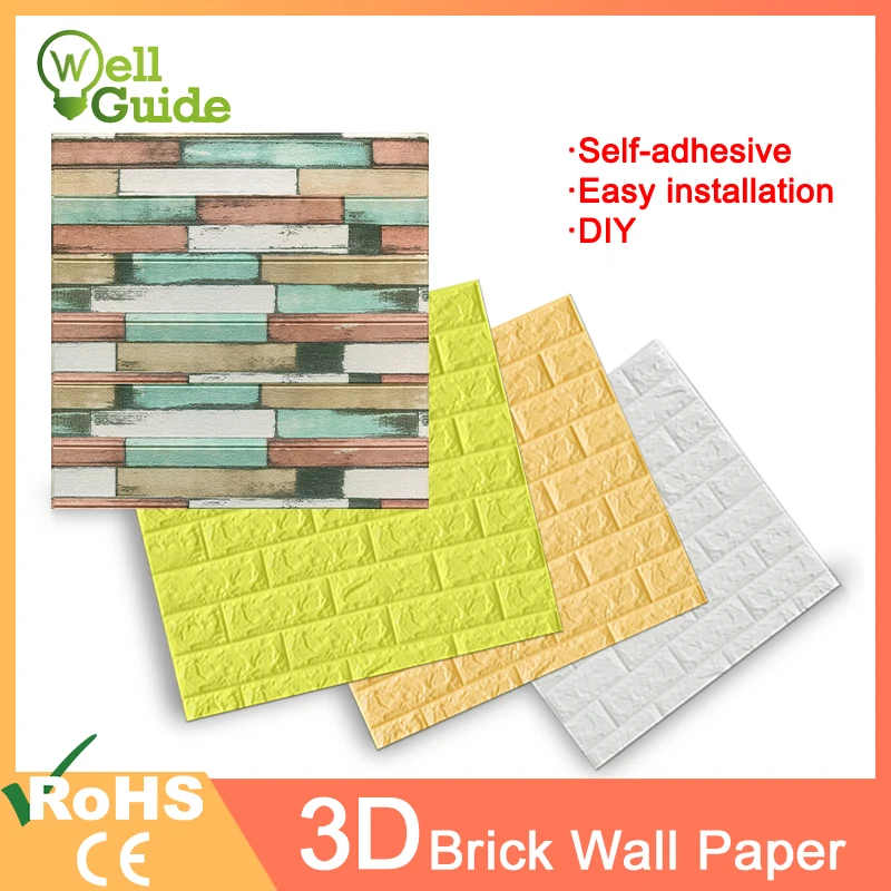 

3D Wall Paper Marble Brick Waterproof Wall paper DIY Self-Adhesive Paper Wallpaper 3D Decor For Living Room Bedroom Kids Room
