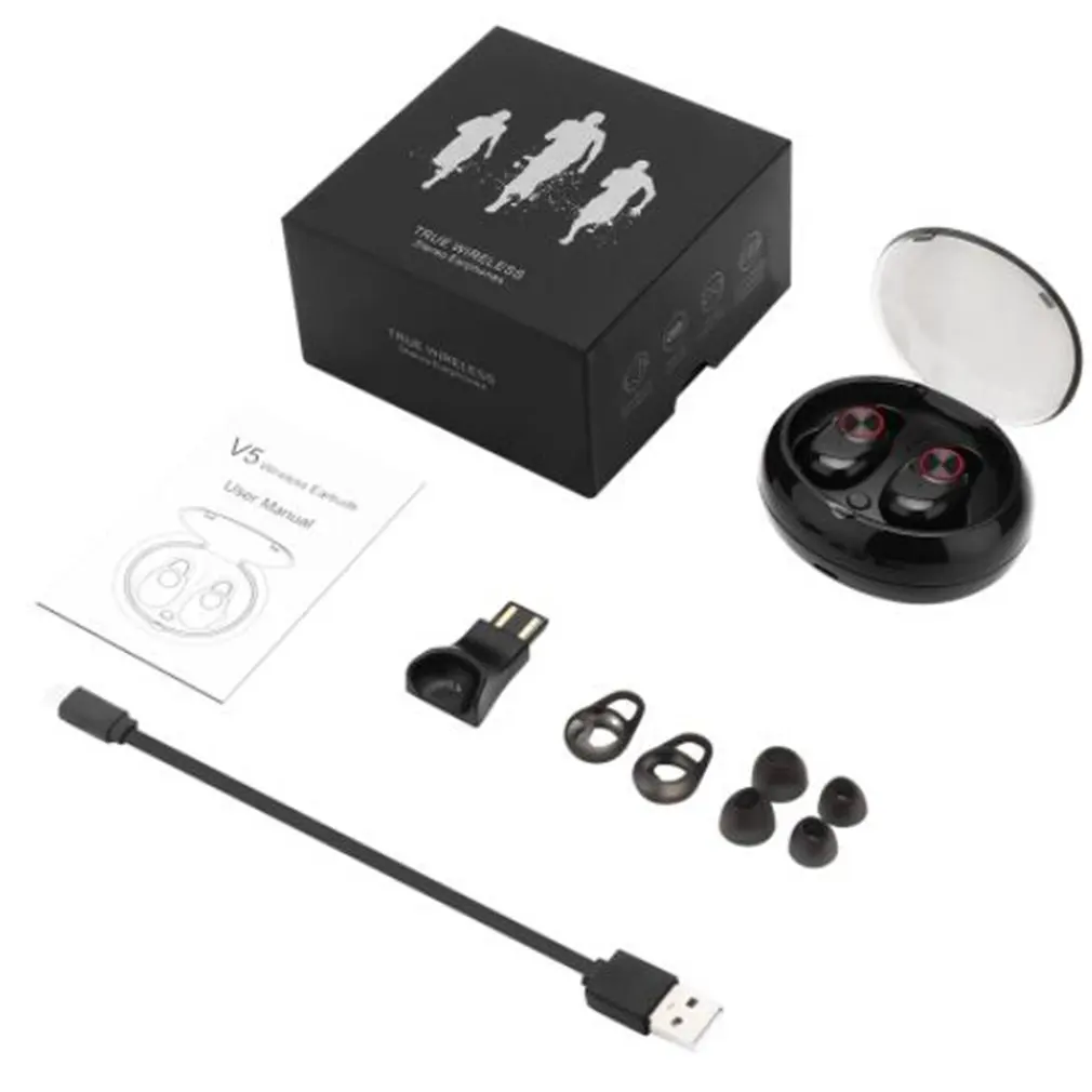 

Bluetooth 4.2/5.0 True Sports Earphone Earbuds 15H Playtime 3D Stereo Sound Headphones with box case DSP digital noise reduction