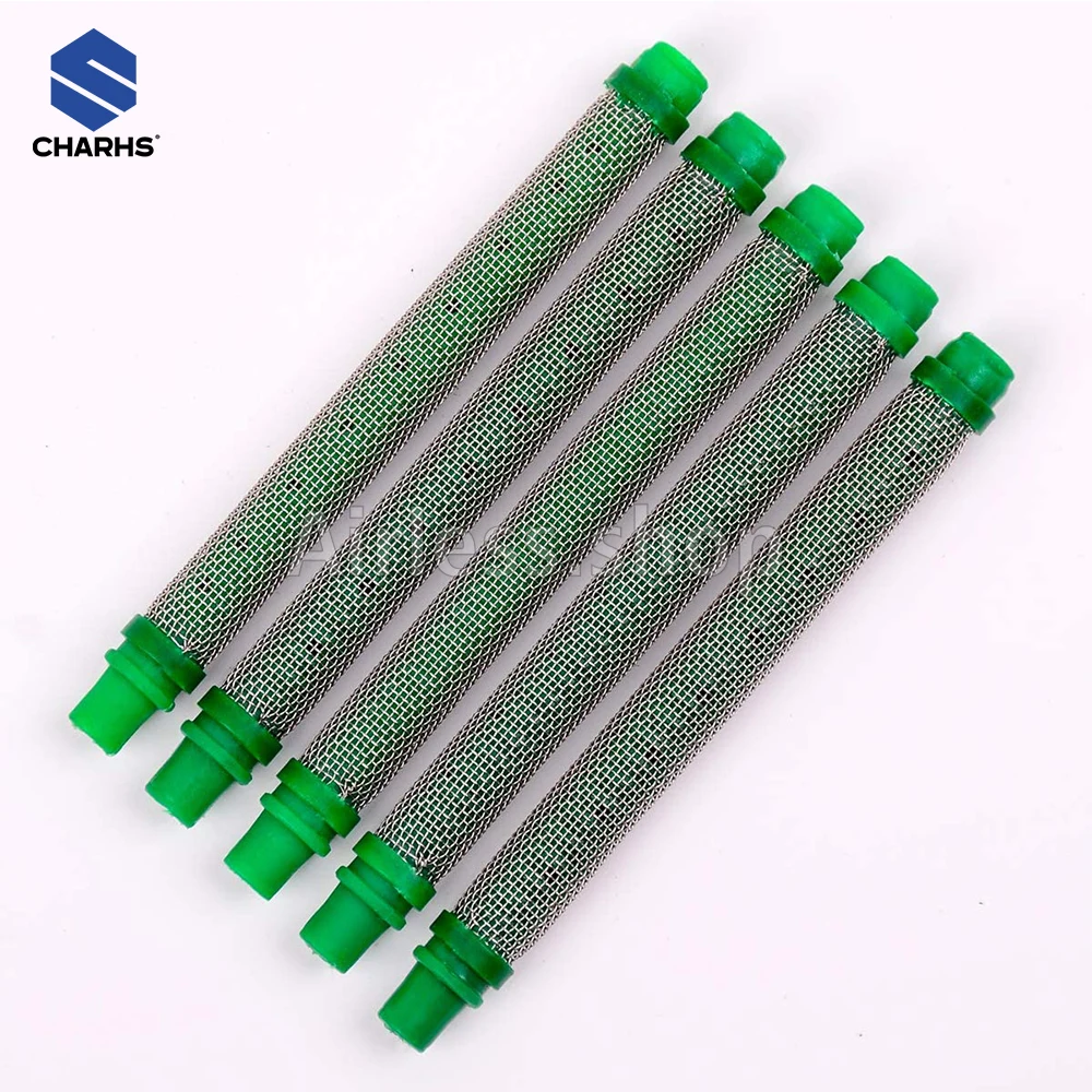 5pcs  Green Airless filter  30 Mesh Push-On Gun Filter into the spray gun. No threads Fits airless paint spray gun