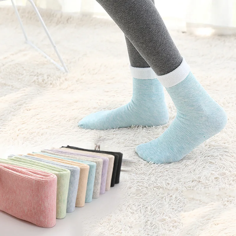Домашние зимние носки; теплые носки для сна; теплые бархатные однотонные повседневные утолщенные очень мягкие носки без пятки; сезон осень-зима