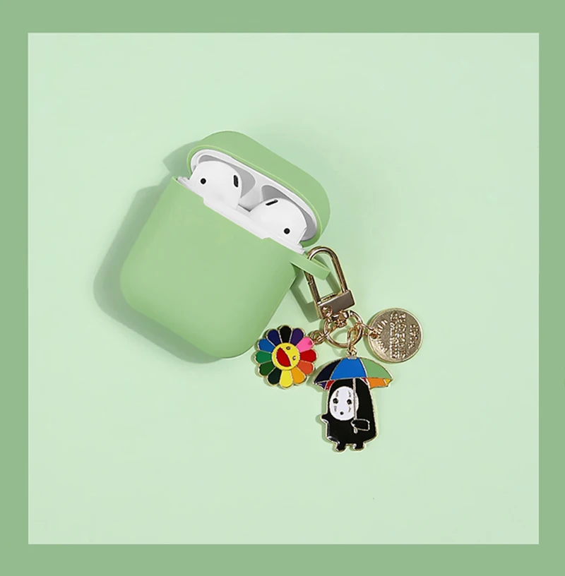 Мятного цвета Мятно-зеленый чехол для Apple Airpods, силиконовый чехол с подвеской в виде мультяшного героя, Bluetooth, беспроводной чехол для наушников, для AirPods, зарядная коробка - Цвет: Мятного цвета