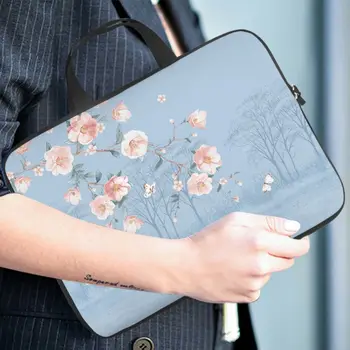 

Pink Flower River Blue Tablet Sleeve Stylish Graphic Laptop Sleeves Anti-Scratch Polyester Notebook Sleeve for Teen Students